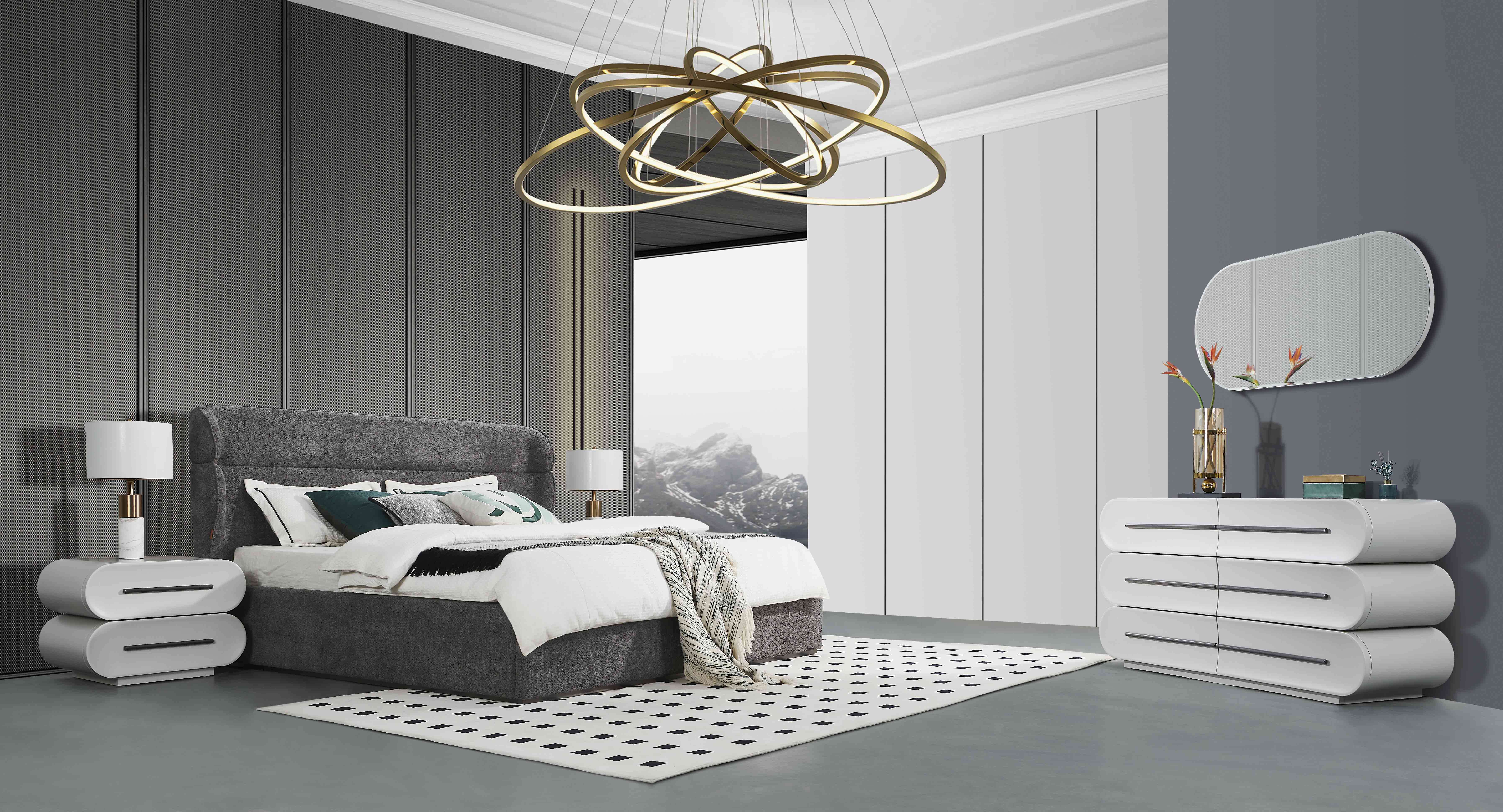 طقم غرفة نوم باللون الرمادي الغامق