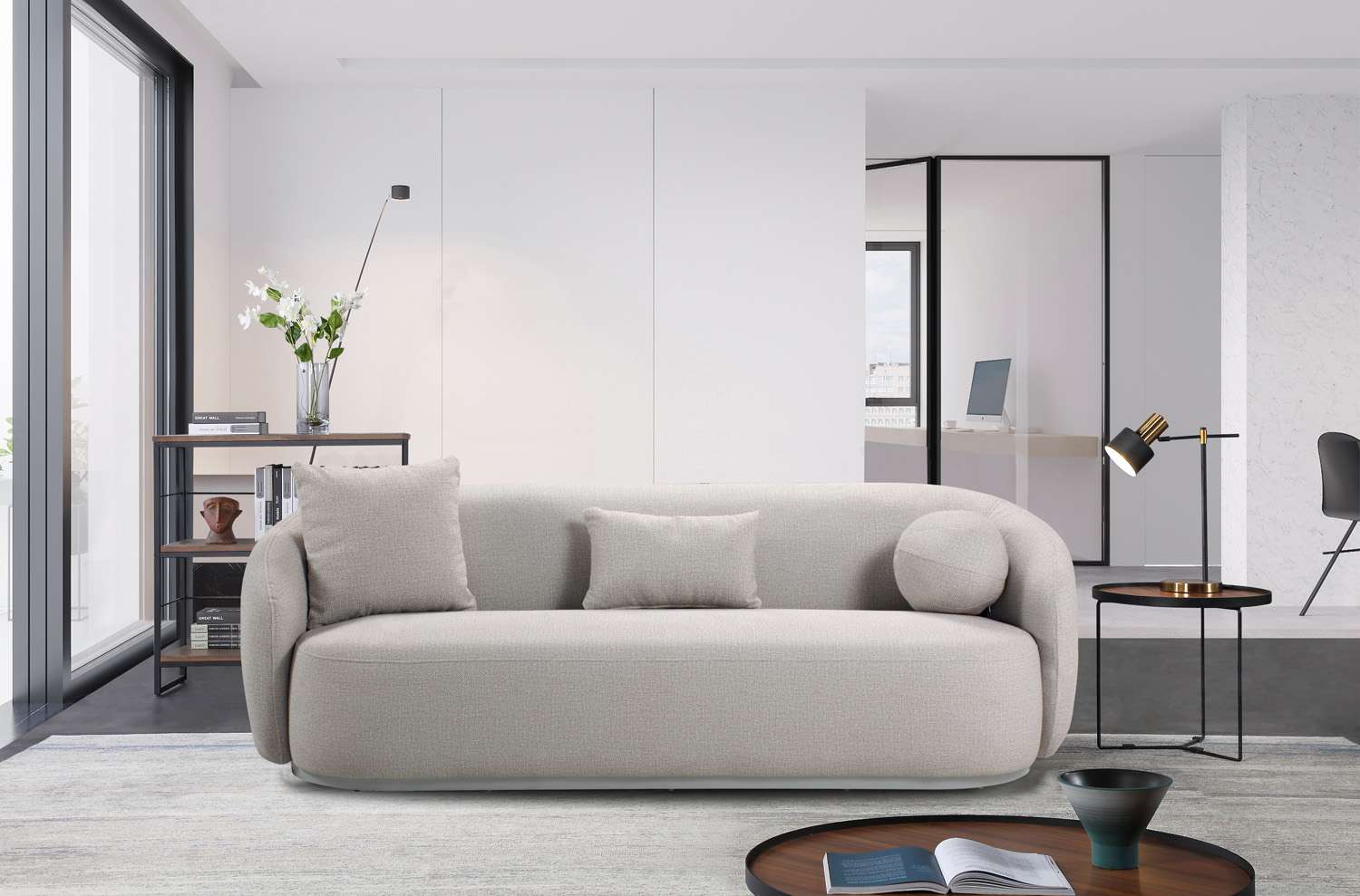 3 seater Sofa  M. SIM-2425 / 22-(NALA-3)Bone