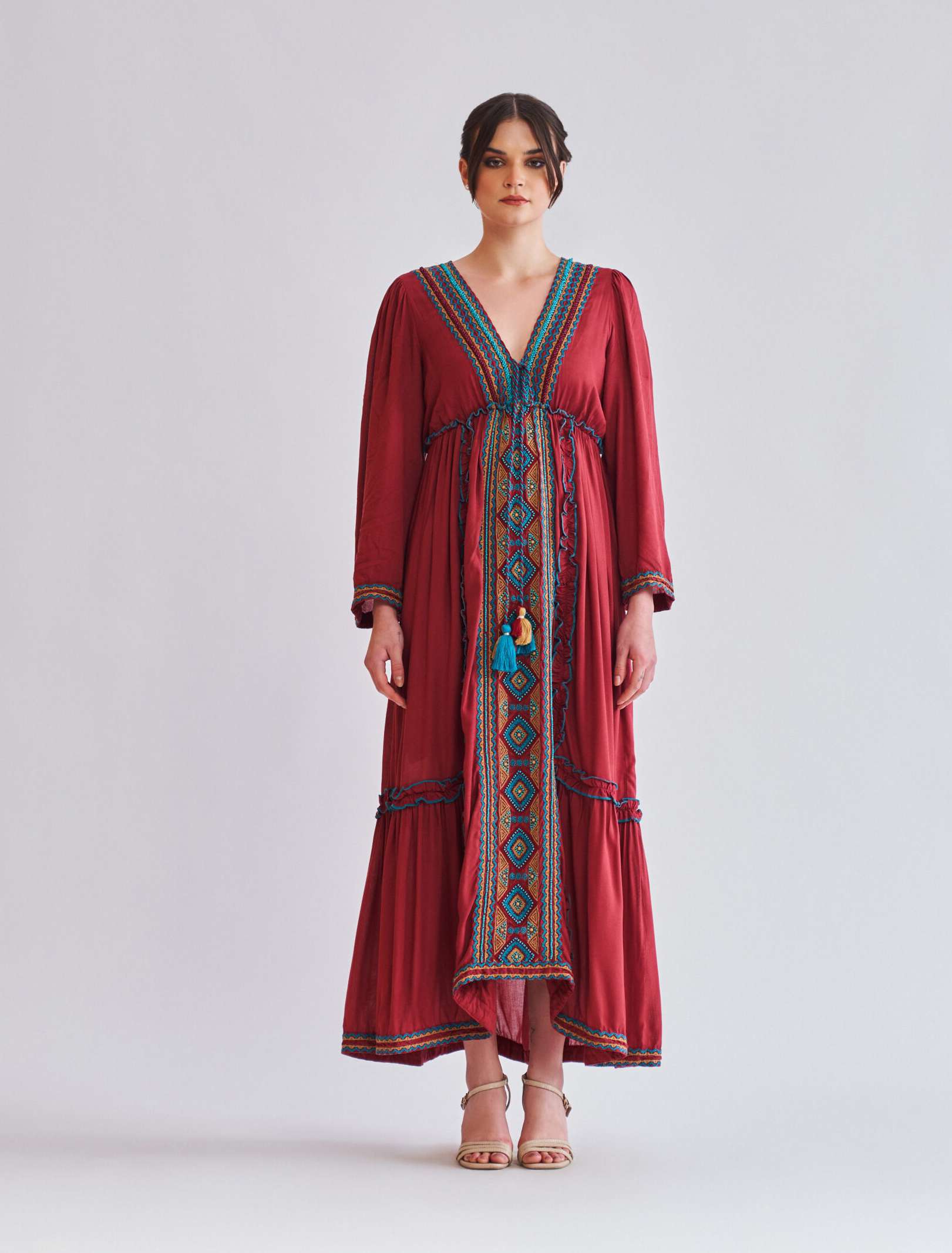 فستان ميرل عنابي