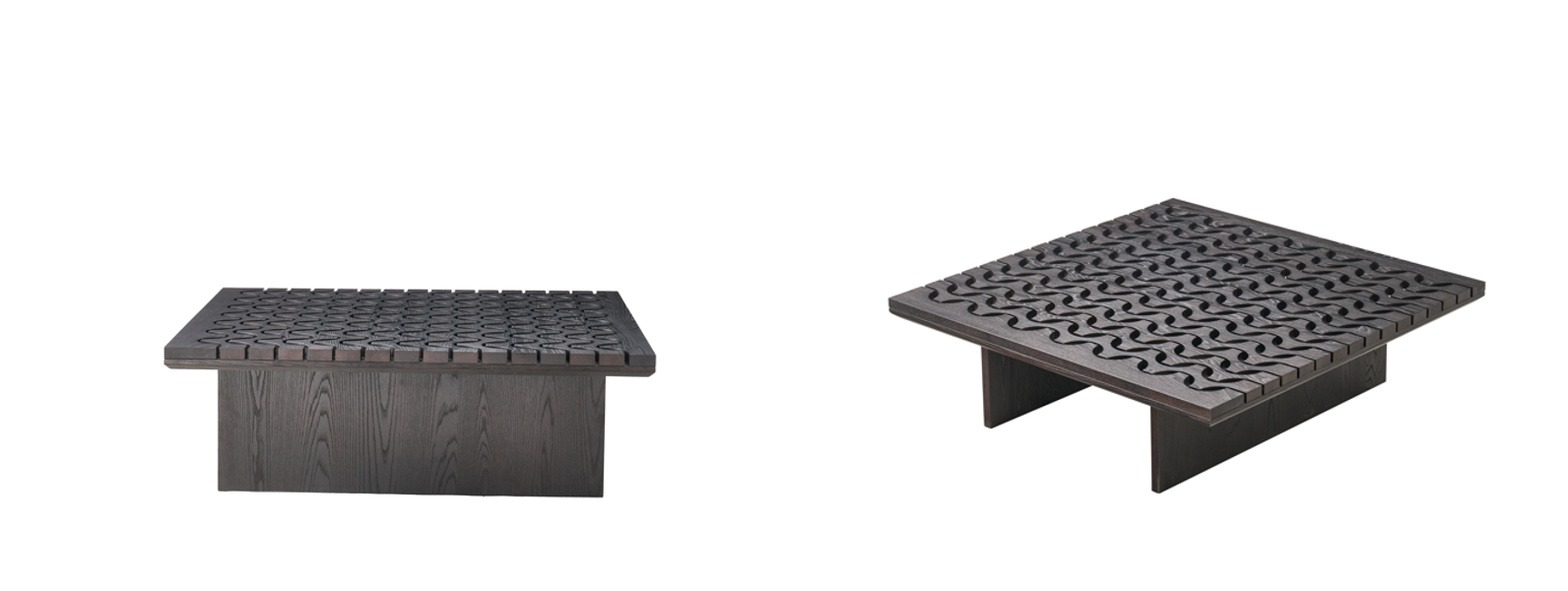 طقم طاولات خشب داكن