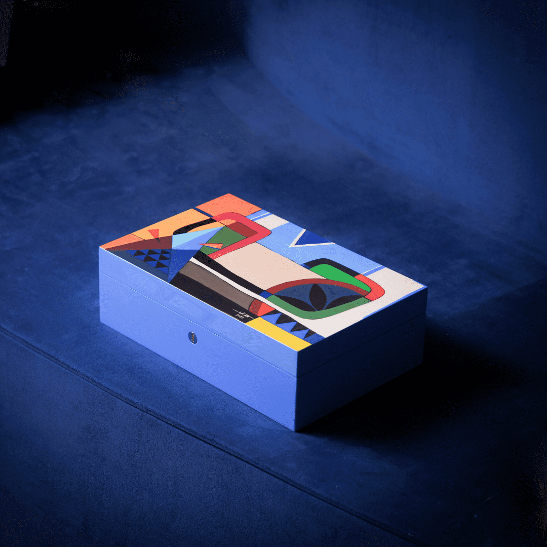 Mohammed Farea Blue Art  Box cm 35x23x11 Empty Dark Beige