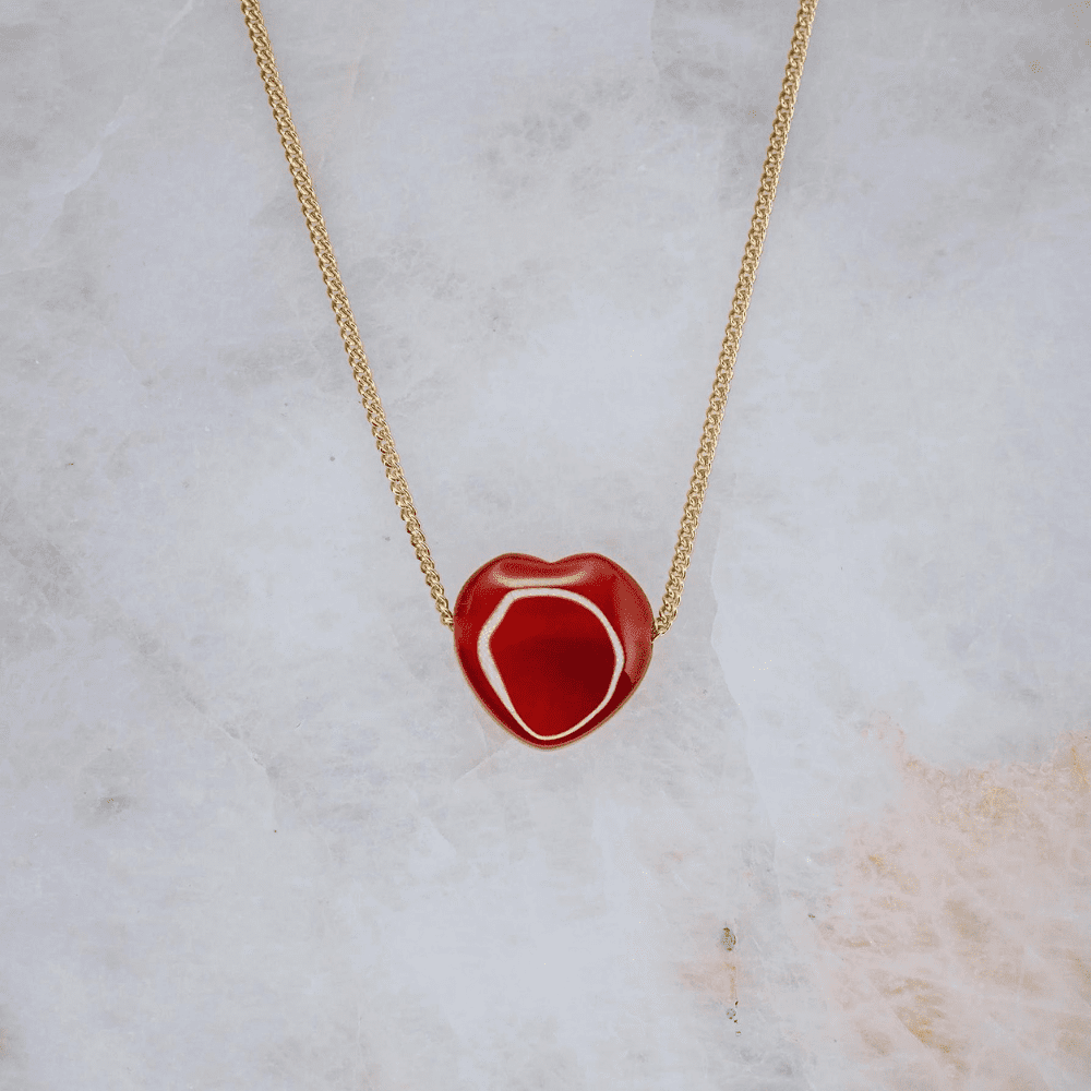 LINDEZA Heart Carnelian Necklace