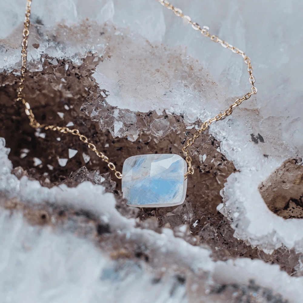 Square shaped moonstone sterling silver and 14K gold plated bracelet